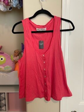 Abercrombie & Fitch Coral-Pink Button-Front Tank